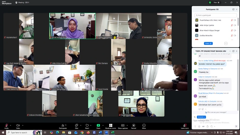 TOEFL ITP ONSITE AND ONLINE IMPLEMENTATION -  13 MARCH 2026